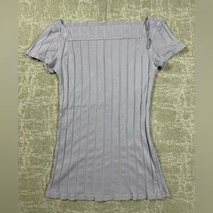 Free People Ahoy Ribbed Solid Short Sleeve Tee Size Small